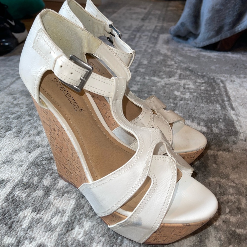 White Heeled Wedges